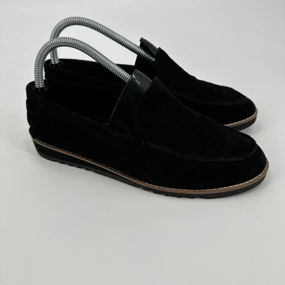 Eileen Fisher Shoes‎ Womens Size 8.5 Black Suede Loafers Slip On Comfort Moc Toe